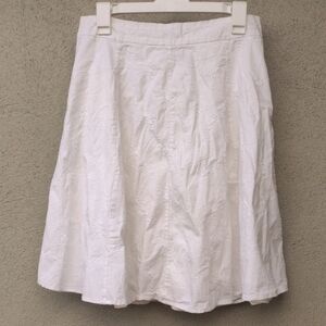St John's Bay White Embroidered Midi A-line Skirt 14